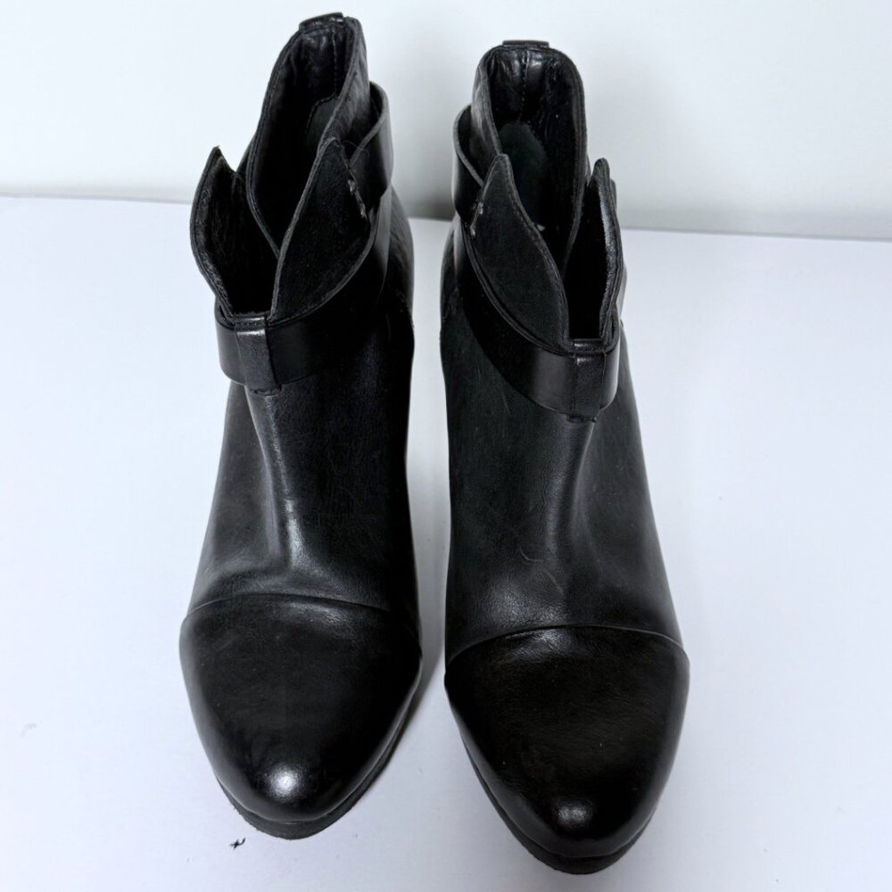 Rag and Bone Harrow Black Leather Ankle Boots Size 39.5 9.5 Heels Quiet Luxury - Picture 6 of 9